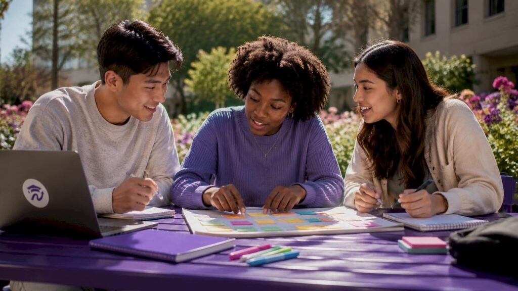 Students planning semester schedule together