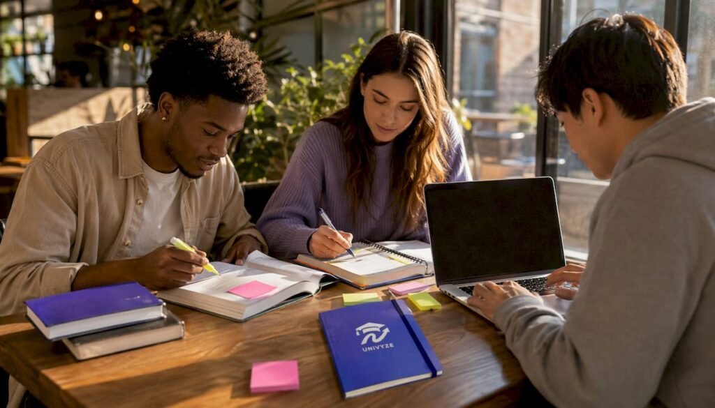 Students planning college degree schedules together