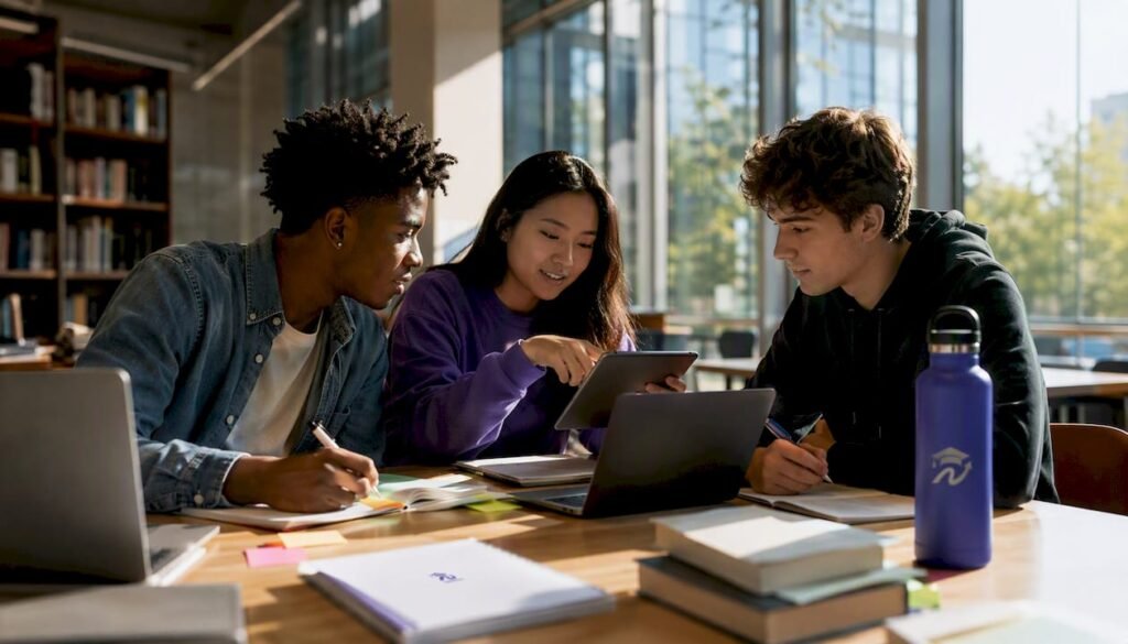 Students collaboratively planning degree schedule