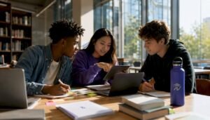 Students collaboratively planning degree schedule