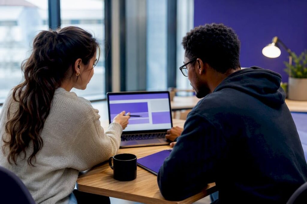 Students reviewing a college degree plan
