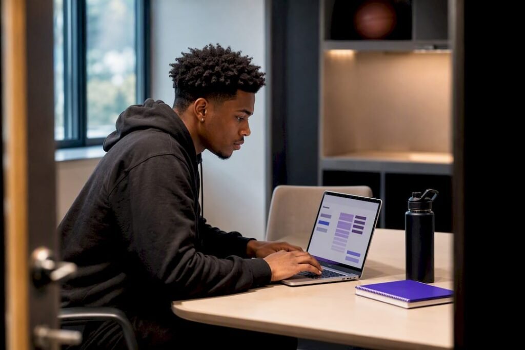Student-athlete organizing a semester course schedule