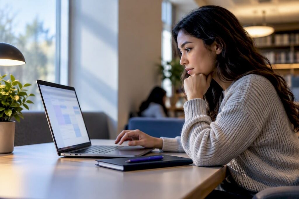 Student reviewing pass fail course options