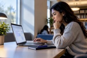 Student reviewing pass fail course options