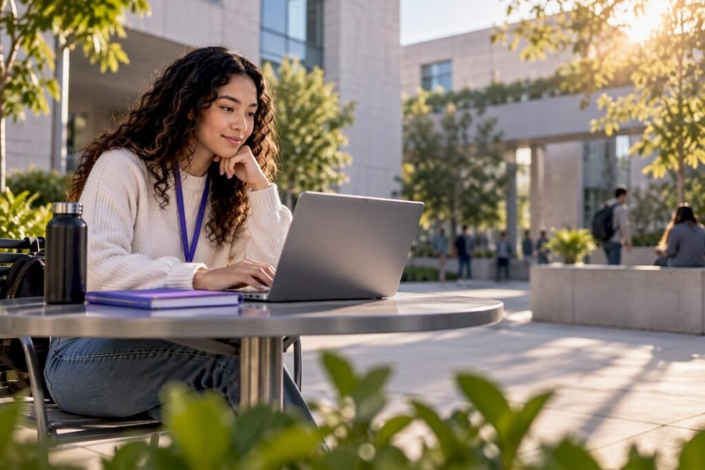 Student reviewing internal transfer course options