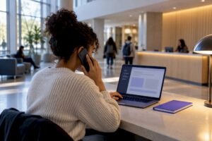 Student checking graduation hold portal