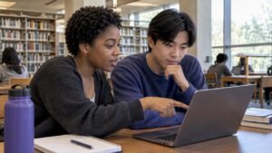 Students comparing early-credit college pathways